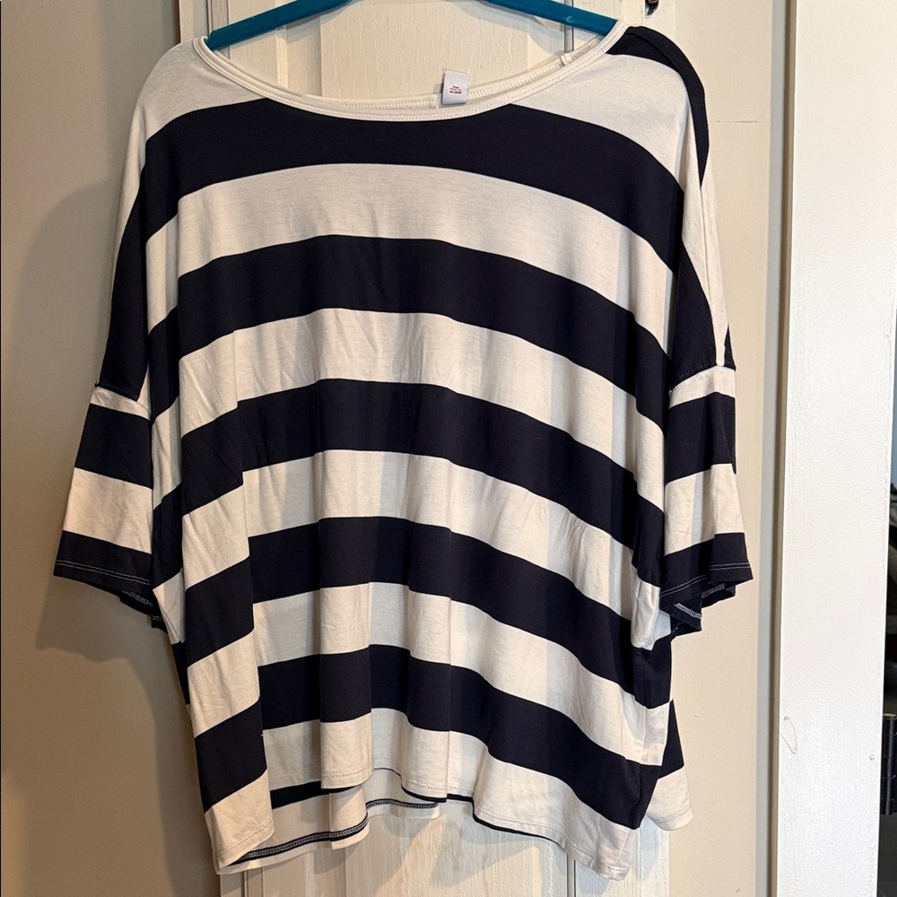 Navy/white striped shirt -  XXL